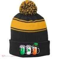 Irish Beer Ireland Flag St Patricks Day Leprechaun Stripe Pom Pom Beanie thumb 0