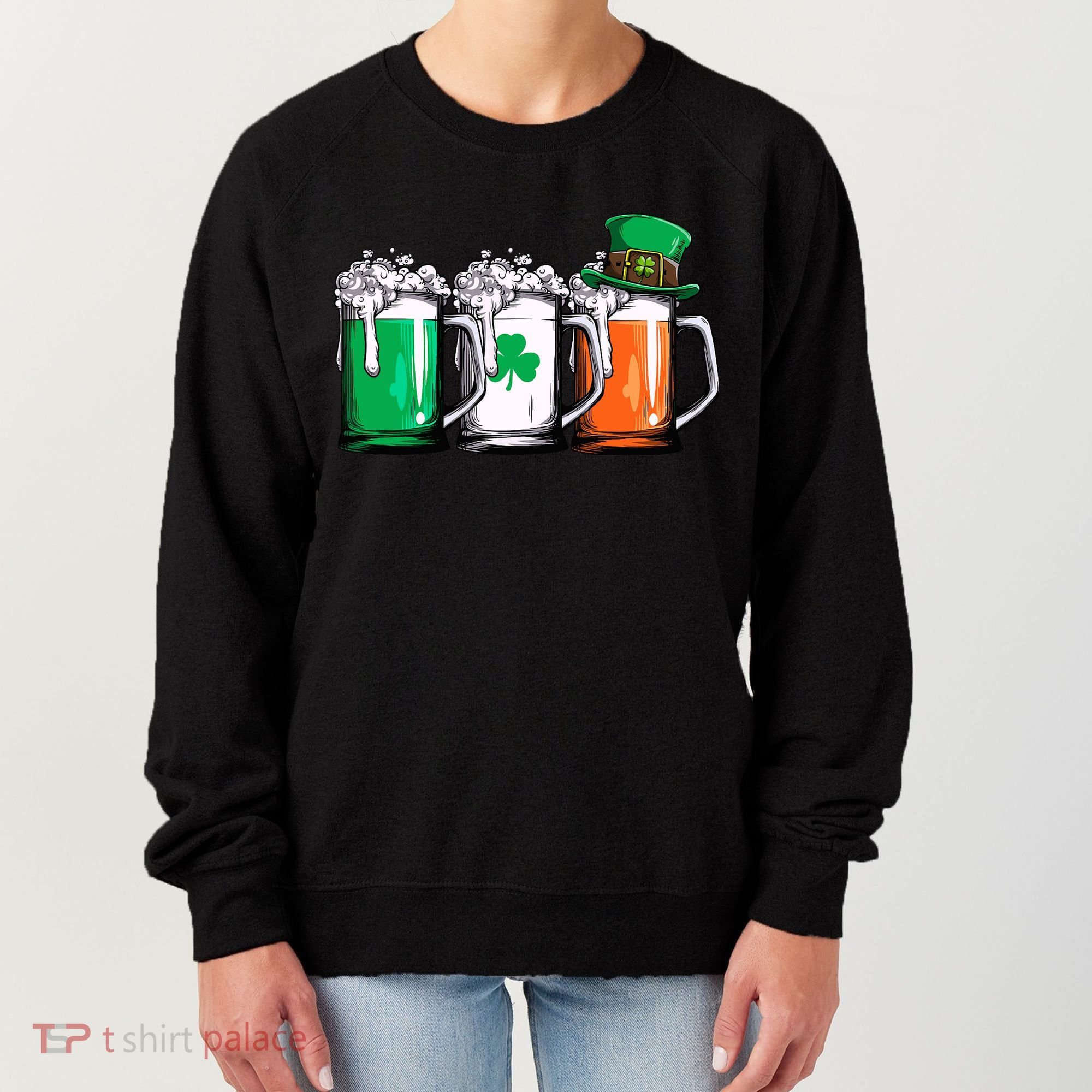 Irish Beer Ireland Flag St Patricks Day Leprechaun Women's Sweatshirt