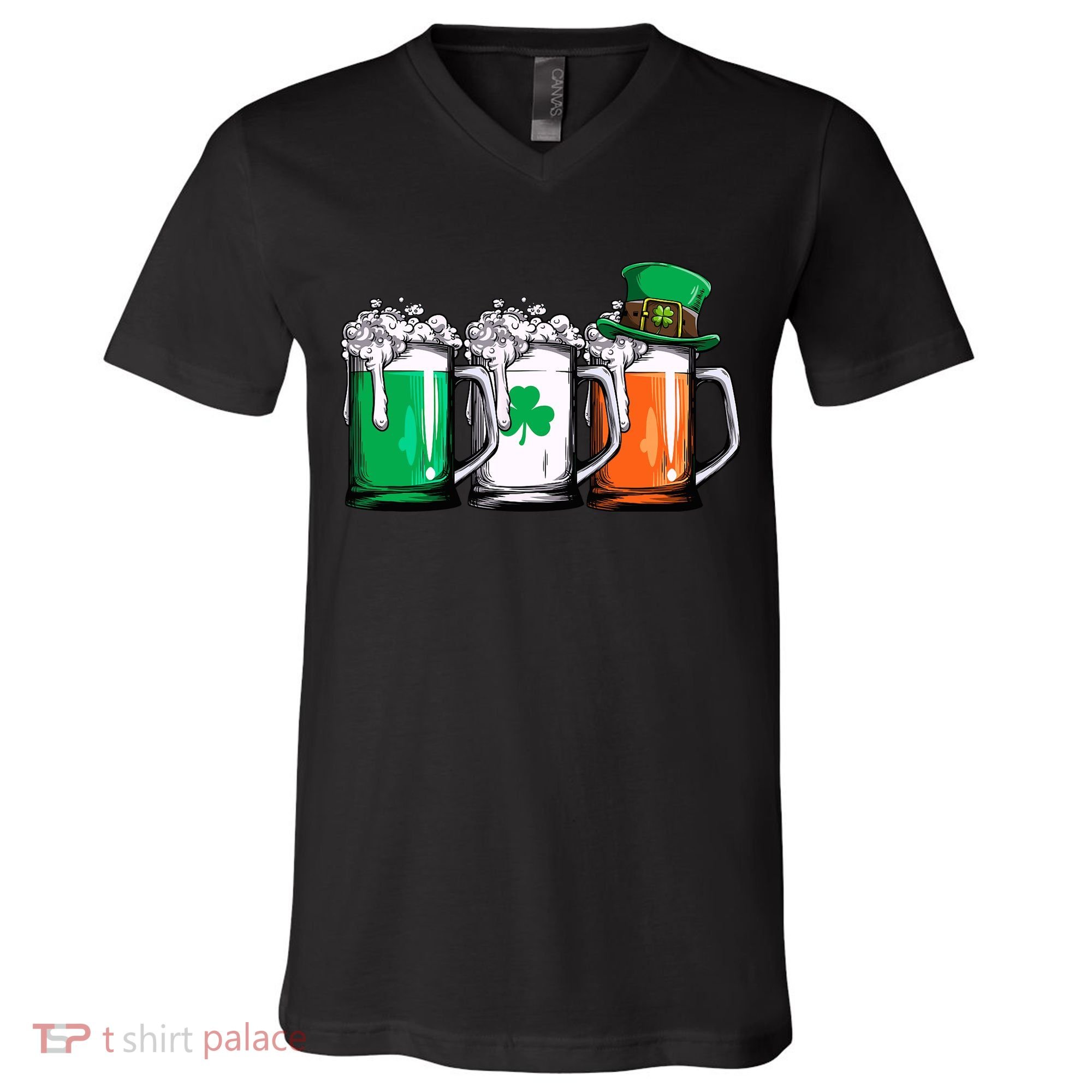 Irish Beer Ireland Flag St Patricks Day Leprechaun V-Neck T-Shirt