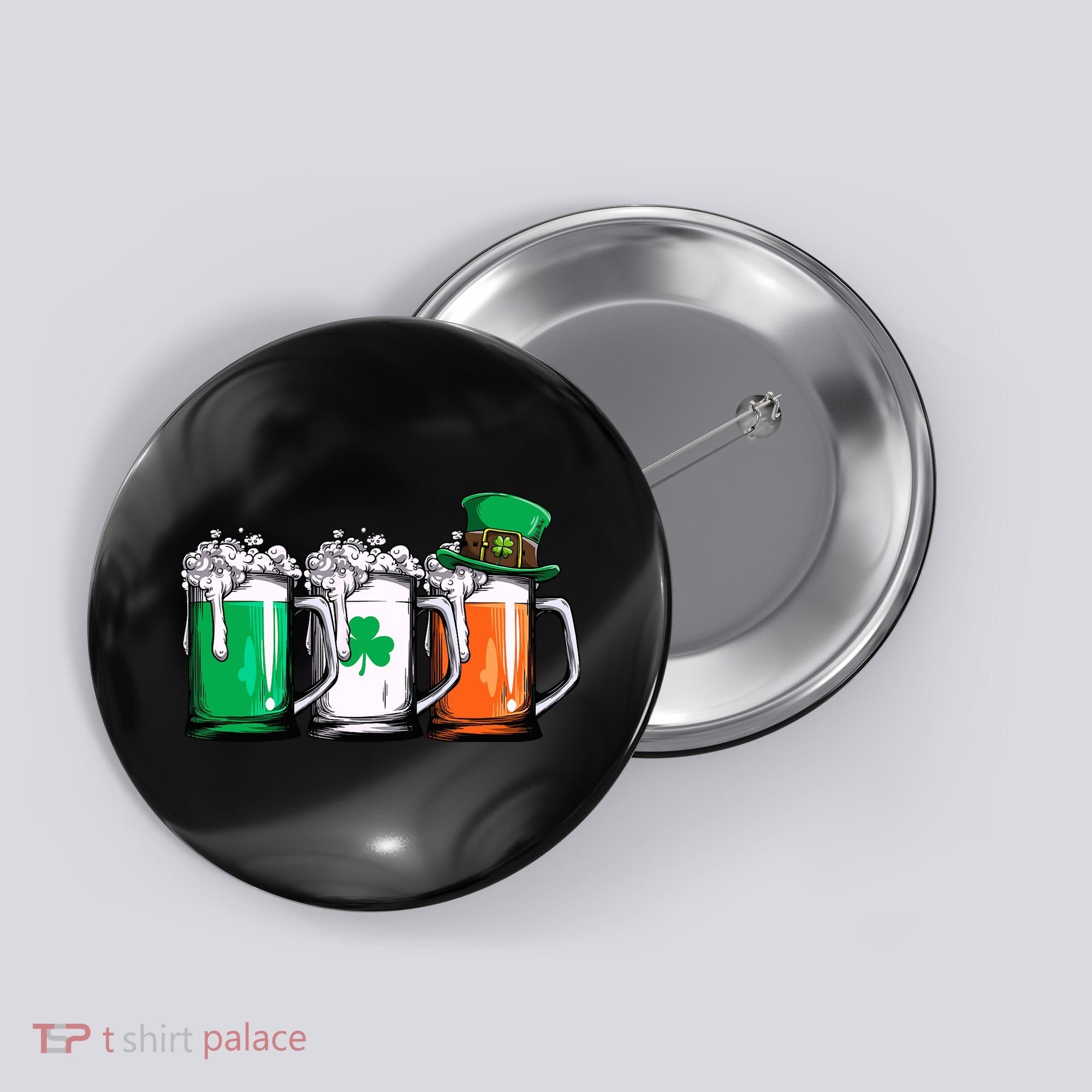 Irish Beer Ireland Flag St Patricks Day Leprechaun Button