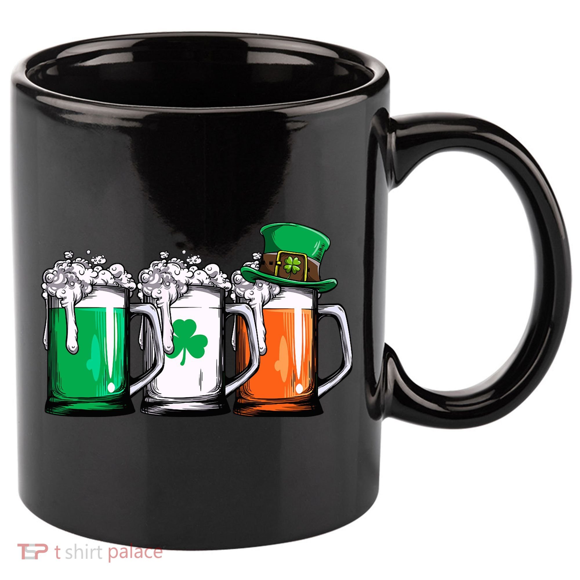 Irish Beer Ireland Flag St Patricks Day Leprechaun 11oz C Handle Ceramic Mug