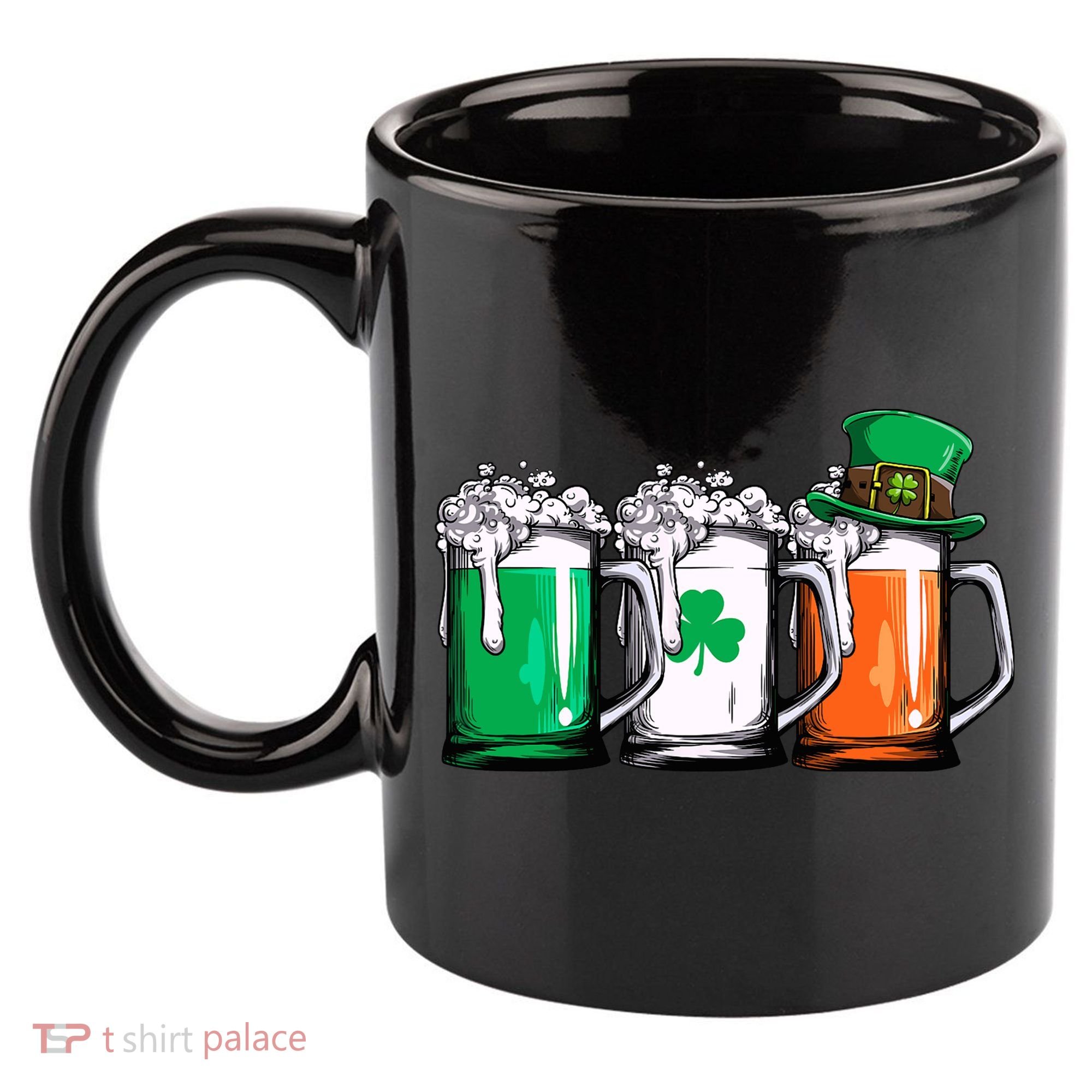 Irish Beer Ireland Flag St Patricks Day Leprechaun 11oz C Handle Ceramic Mug