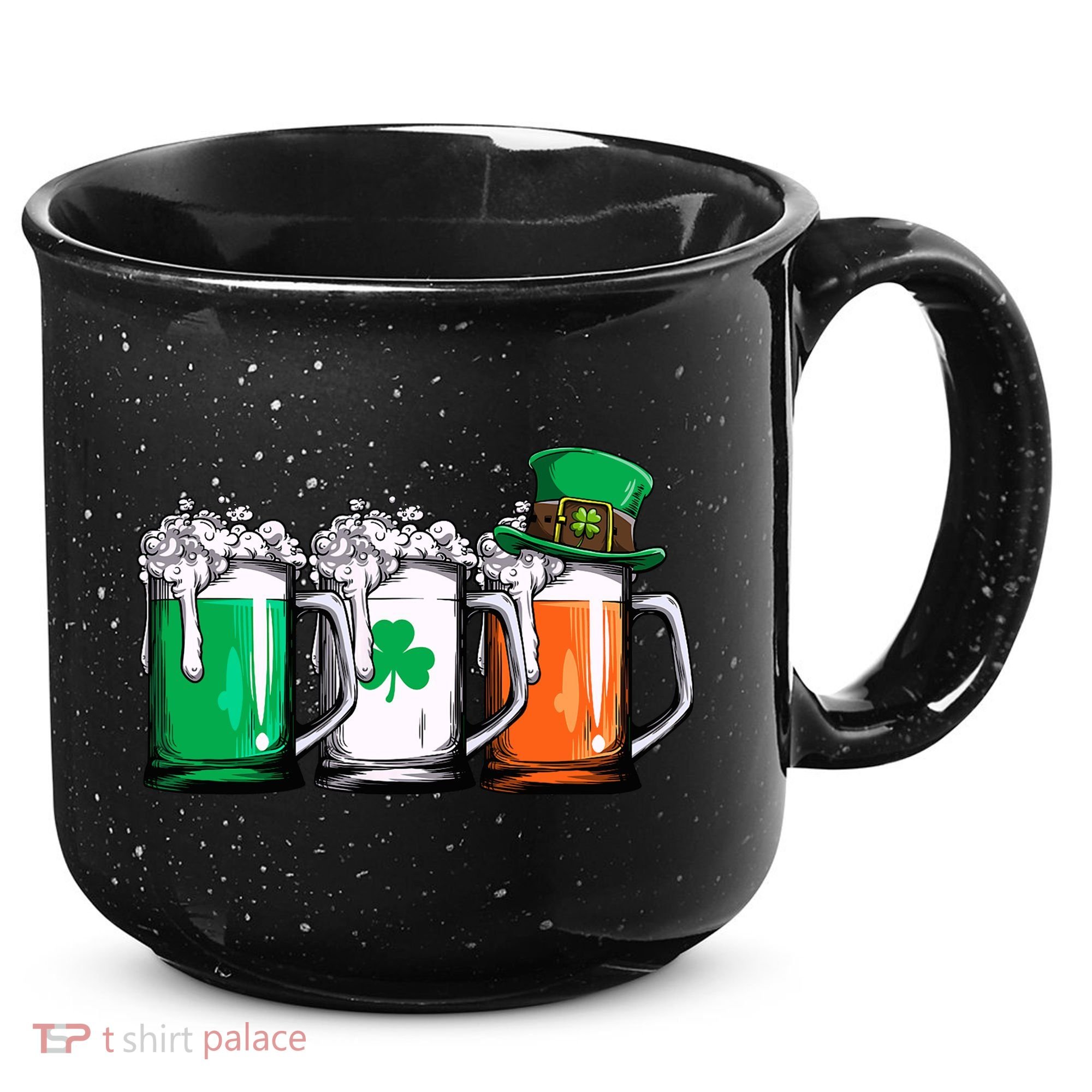 Irish Beer Ireland Flag St Patricks Day Leprechaun 15oz Campfire Ceramic Mug