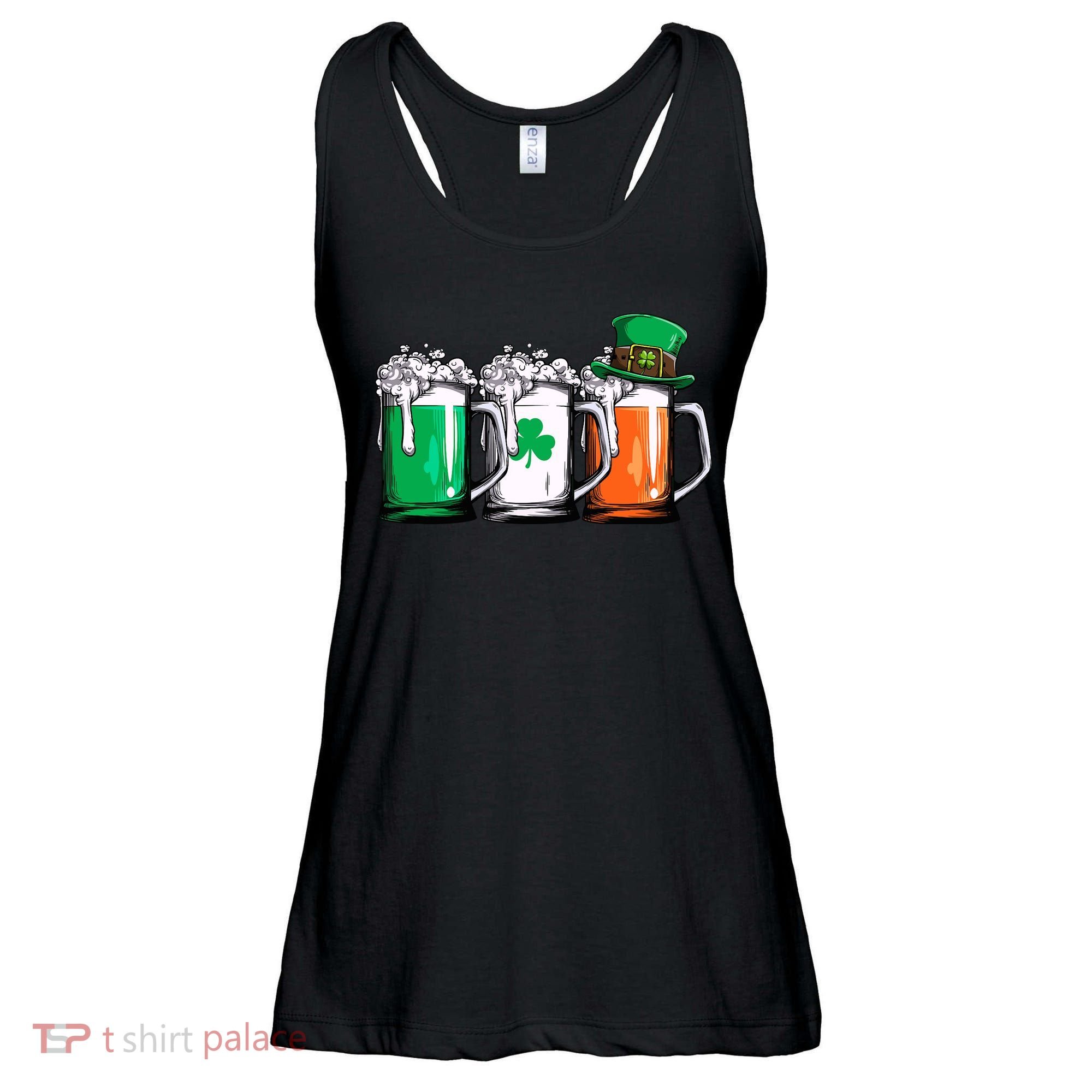 Irish Beer Ireland Flag St Patricks Day Leprechaun Ladies Essential Flowy Tank