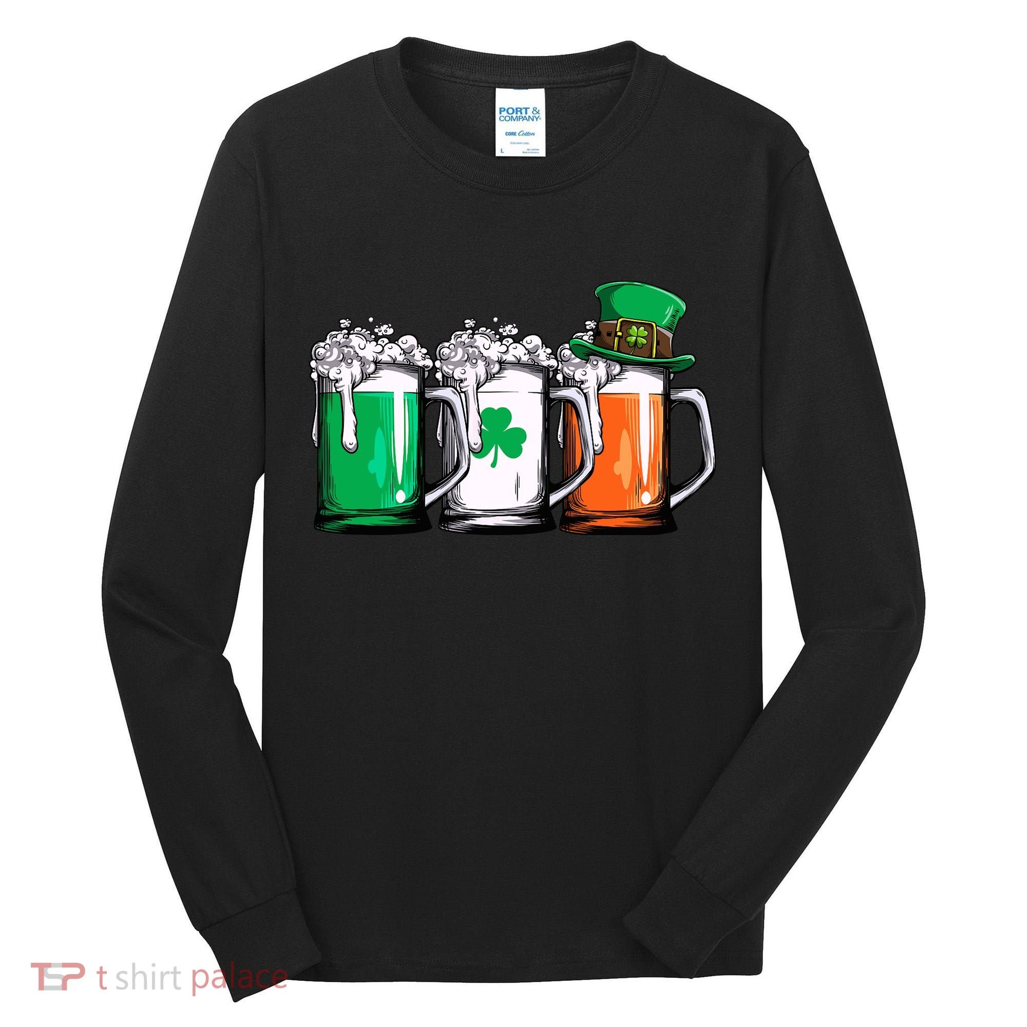 Irish Beer Ireland Flag St Patricks Day Leprechaun Tall Long Sleeve Shirt