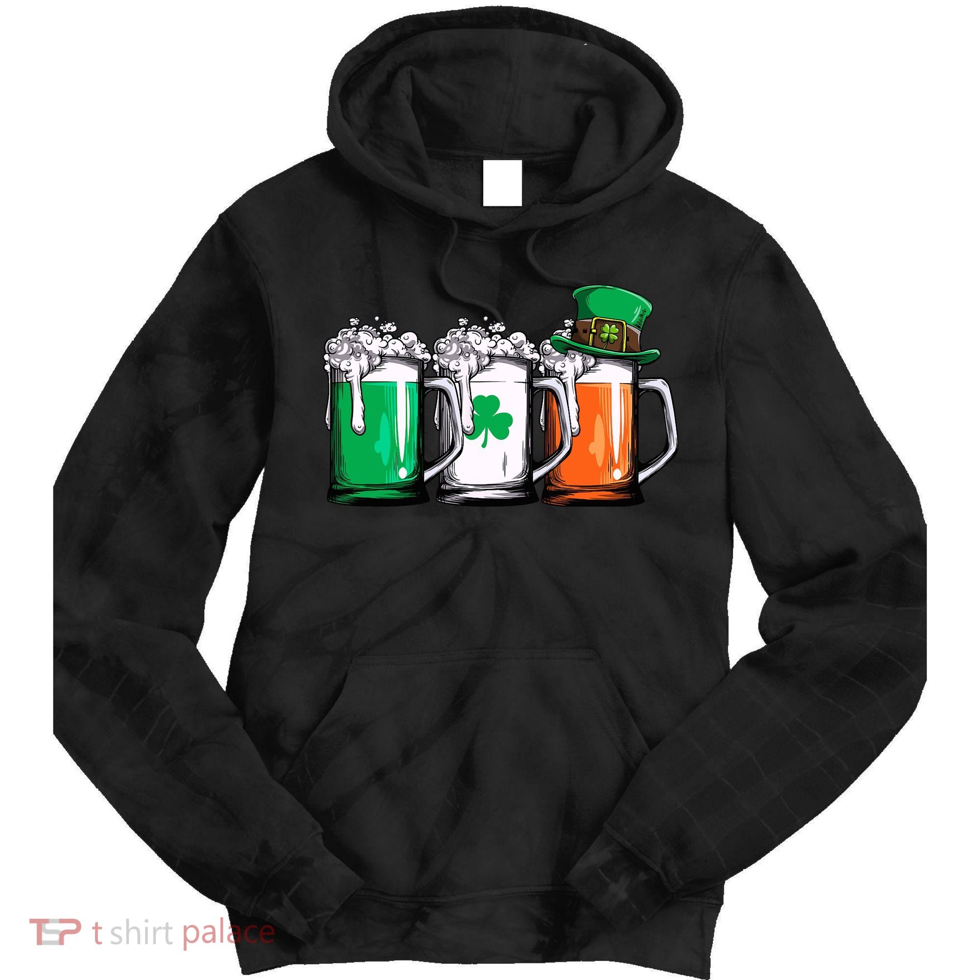 Irish Beer Ireland Flag St Patricks Day Leprechaun Tie Dye Hoodie