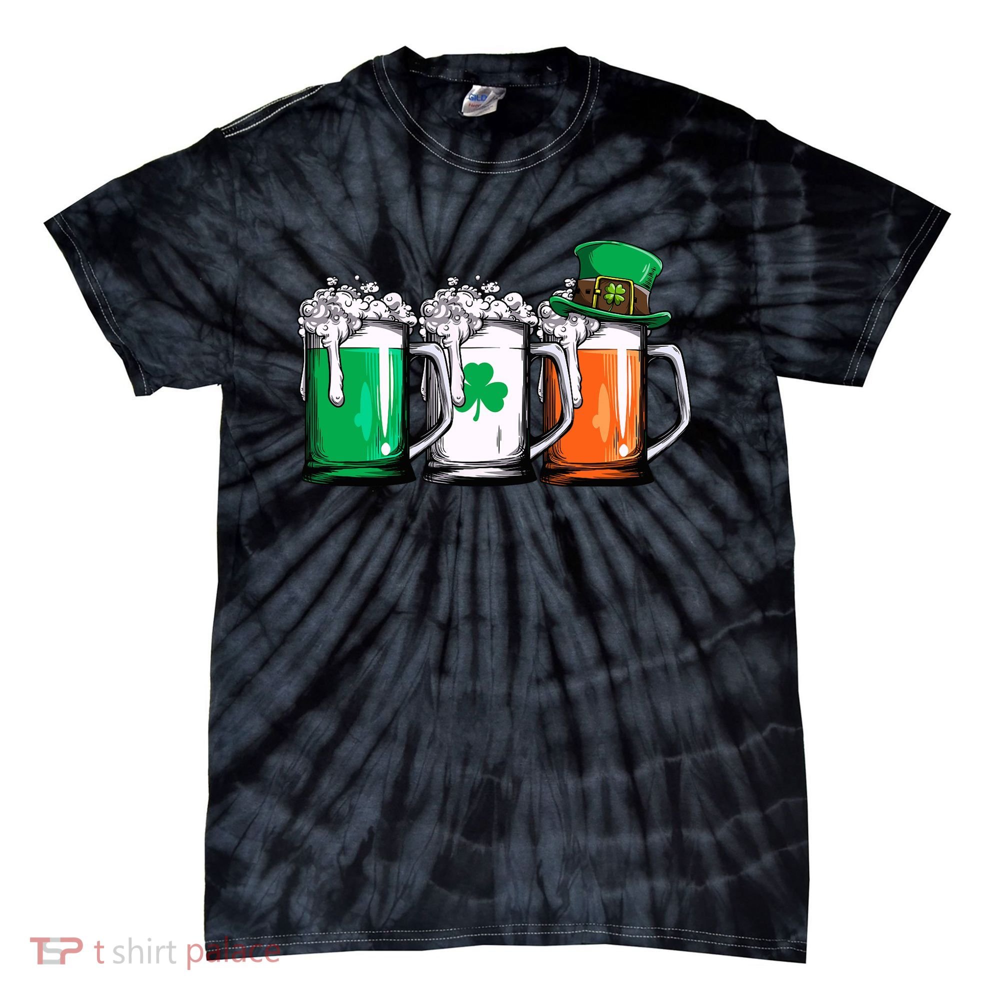 Irish Beer Ireland Flag St Patricks Day Leprechaun Tie-Dye T-Shirt