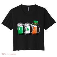 Irish Beer Ireland Flag St Patricks Day Leprechaun Women's Crop Top Tee thumb 0