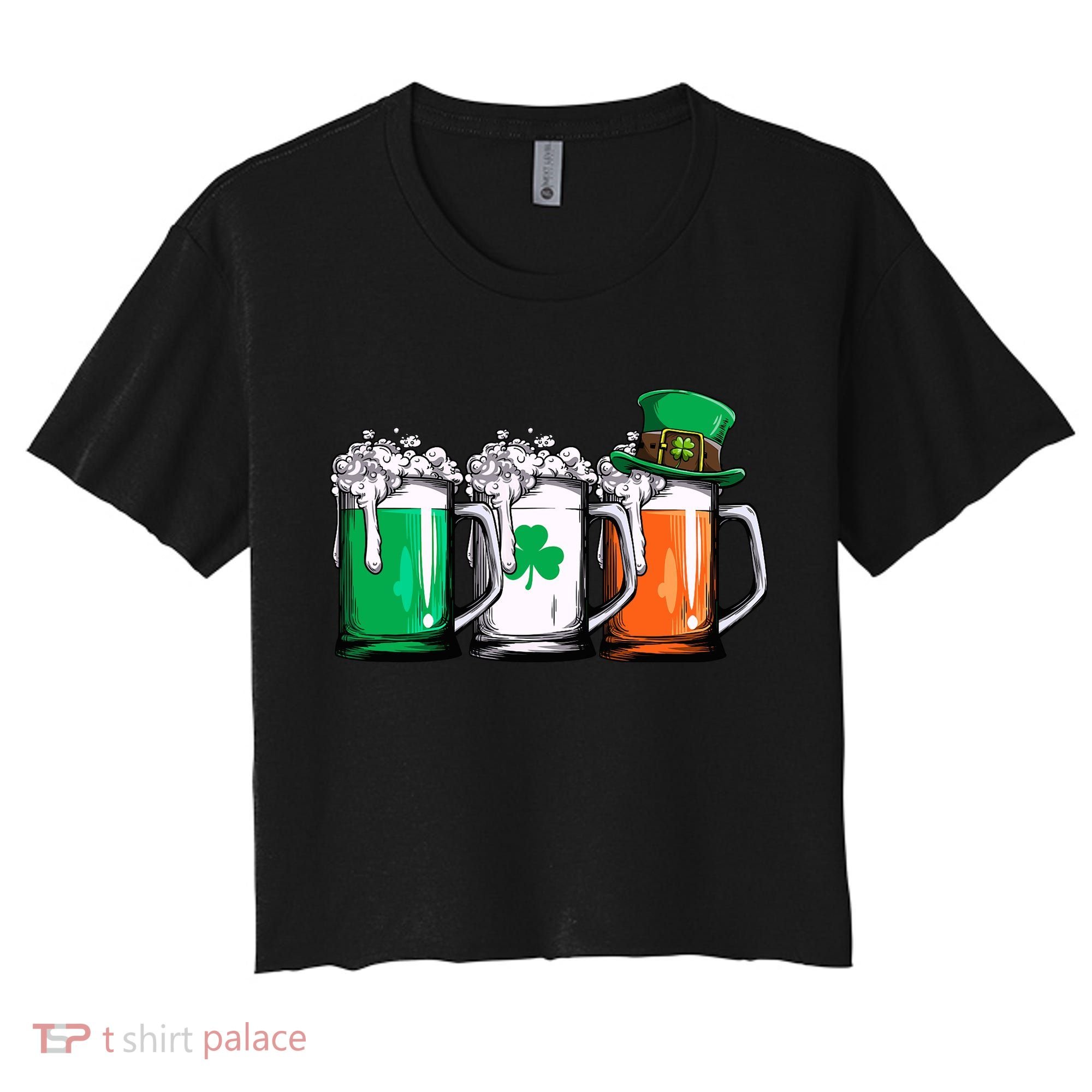 Irish Beer Ireland Flag St Patricks Day Leprechaun Women's Crop Top Tee