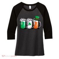 Irish Beer Ireland Flag St Patricks Day Leprechaun Women's Tri-Blend 3/4-Sleeve Raglan Shirt thumb 0