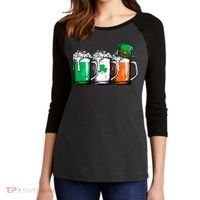 Irish Beer Ireland Flag St Patricks Day Leprechaun Women's Tri-Blend 3/4-Sleeve Raglan Shirt thumb 2