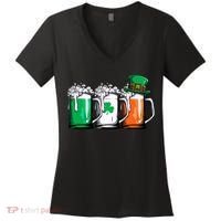 Irish Beer Ireland Flag St Patricks Day Leprechaun Women's V-Neck T-Shirt thumb 0