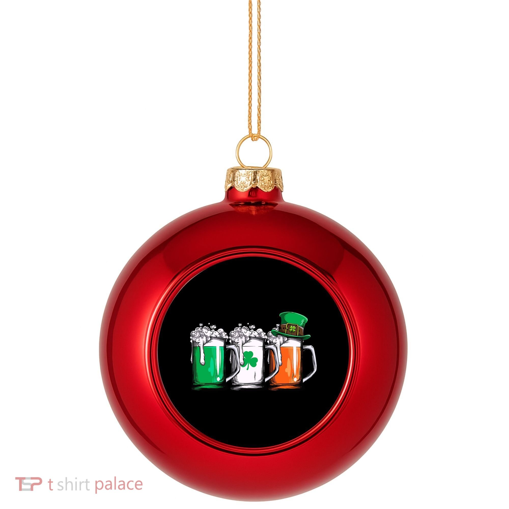 Irish Beer Ireland Flag St Patricks Day Leprechaun Plastic Christmas Ball Ornament