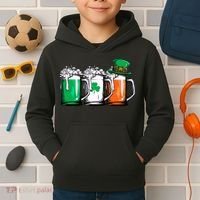 Irish Beer Ireland Flag St Patricks Day Leprechaun Kids Hoodie thumb 2