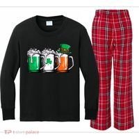 Irish Beer Ireland Flag St Patricks Day Leprechaun Kids Long Sleeve Plaid Pajama Set thumb 0