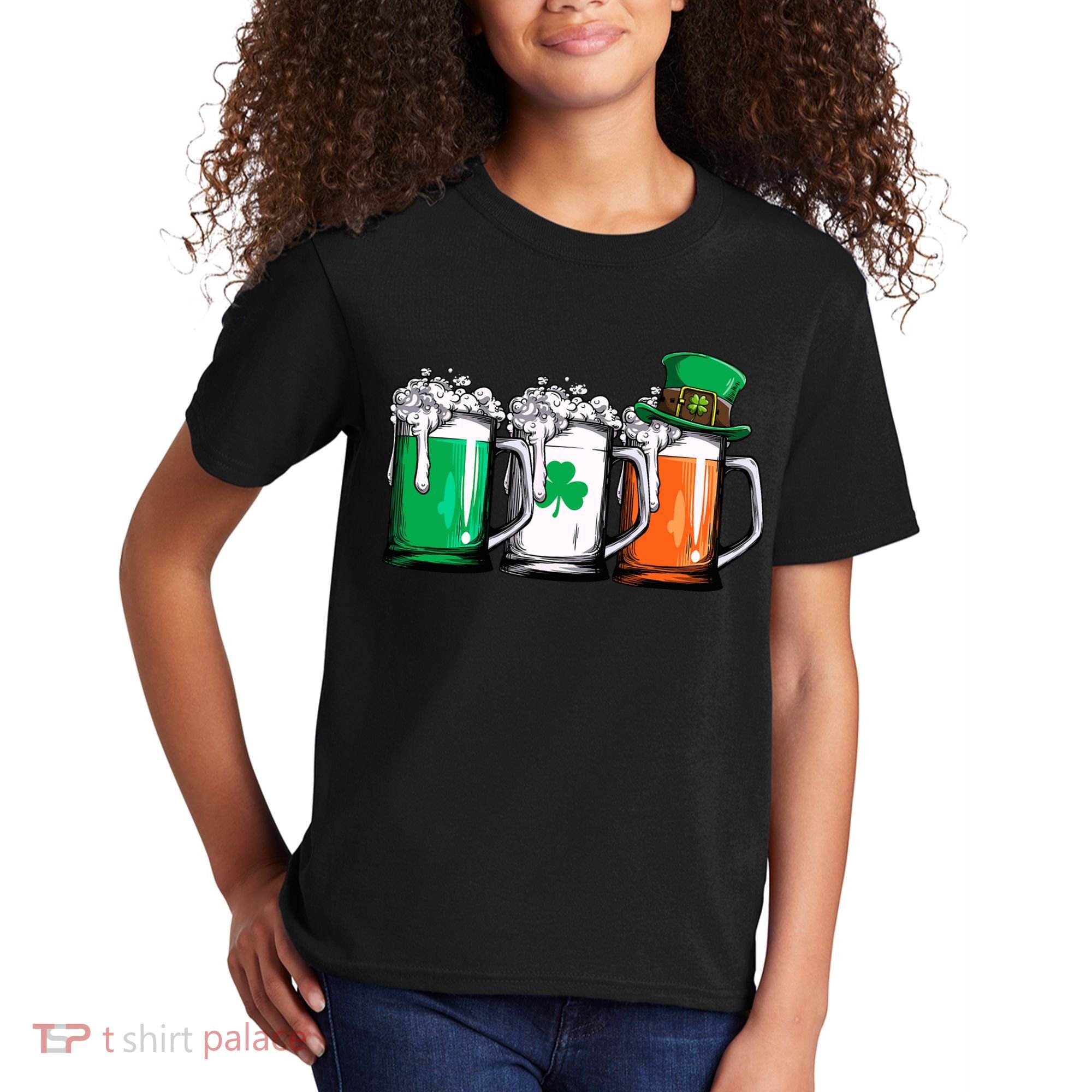 Irish Beer Ireland Flag St Patricks Day Leprechaun Kids T-Shirt