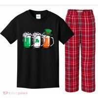 Irish Beer Ireland Flag St Patricks Day Leprechaun Kids Plaid Pajama Set thumb 0