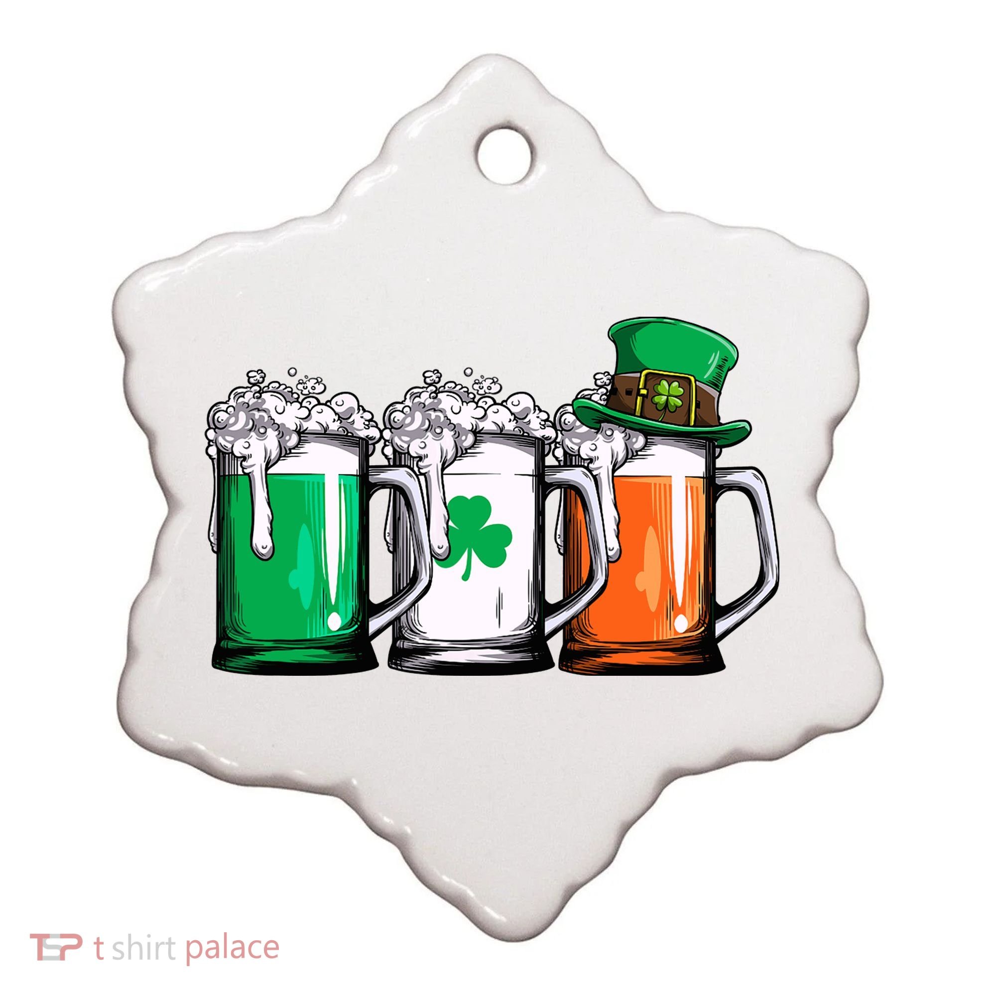 Irish Beer Ireland Flag St Patricks Day Leprechaun Ceramic Ornament