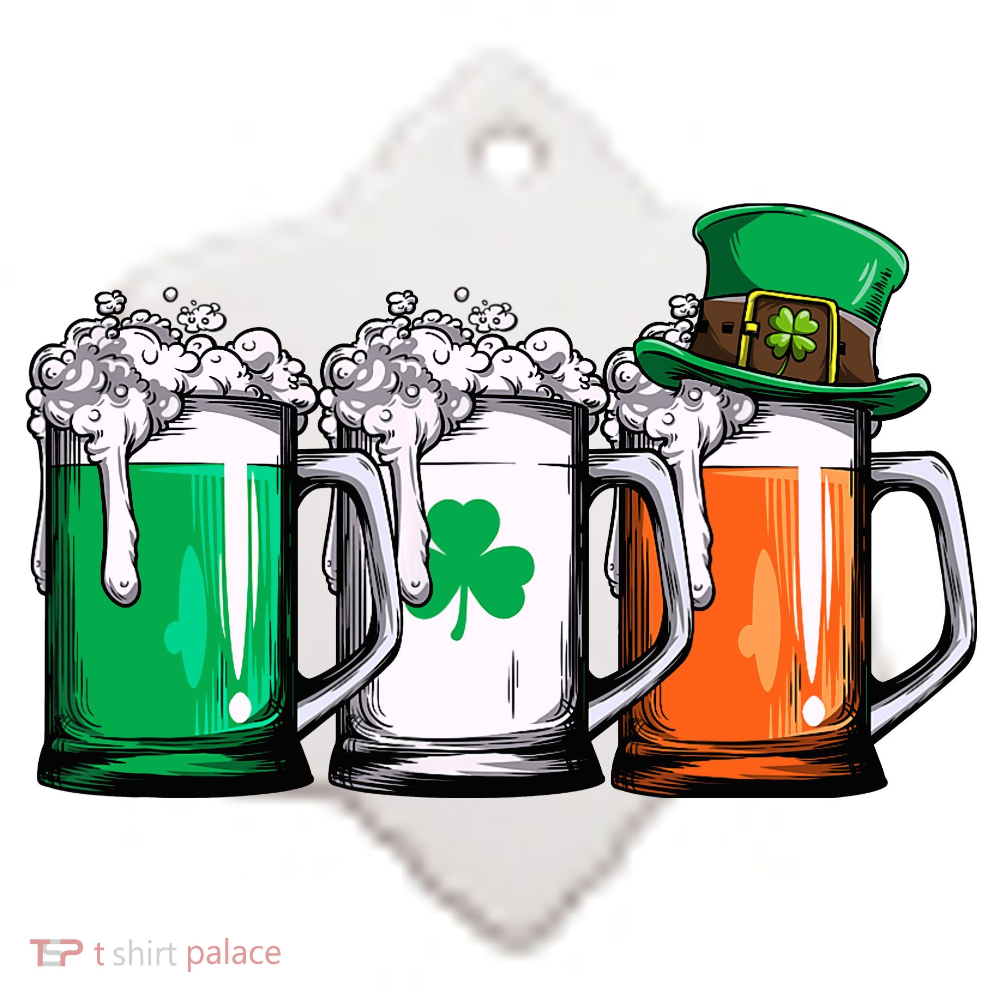 Irish Beer Ireland Flag St Patricks Day Leprechaun Ceramic Ornament
