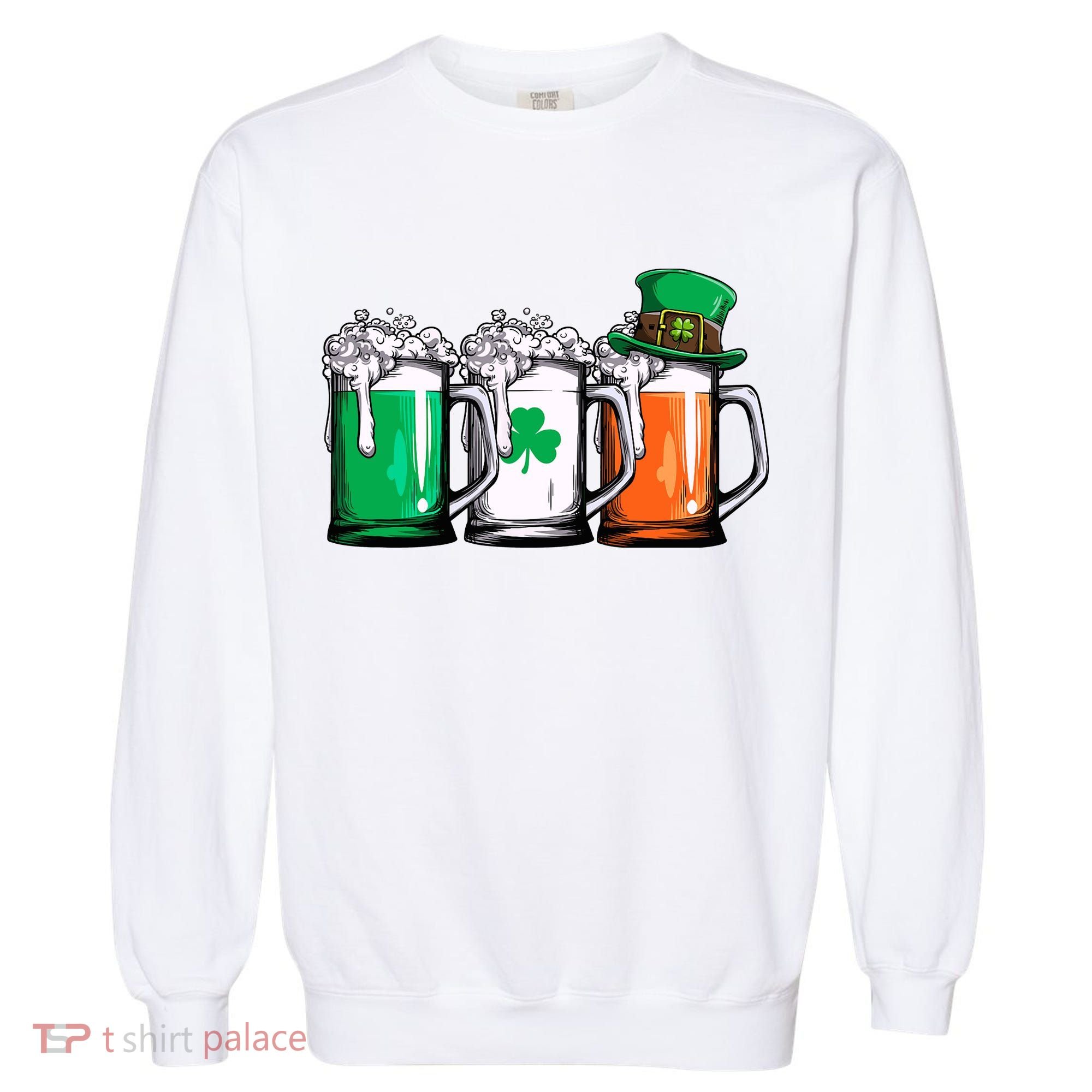 Irish Beer Ireland Flag St Patricks Day Leprechaun Garment-Dyed Sweatshirt