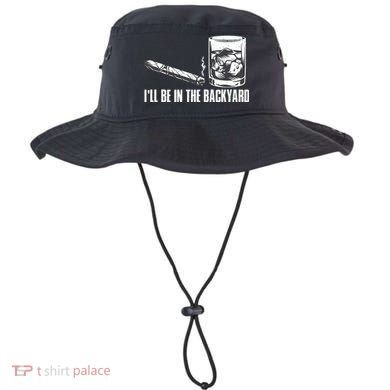 Ill Be In The Backyard Cigar & Whiskey Lover Funny Bucket Hat