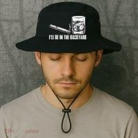 Ill Be In The Backyard Cigar & Whiskey Lover Funny Bucket Hat thumb 2