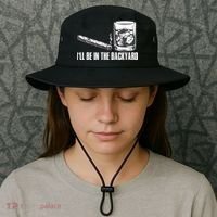 Ill Be In The Backyard Cigar & Whiskey Lover Funny Bucket Hat thumb 3