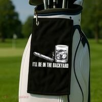 Ill Be In The Backyard Cigar & Whiskey Lover Funny Golf Towel thumb 2