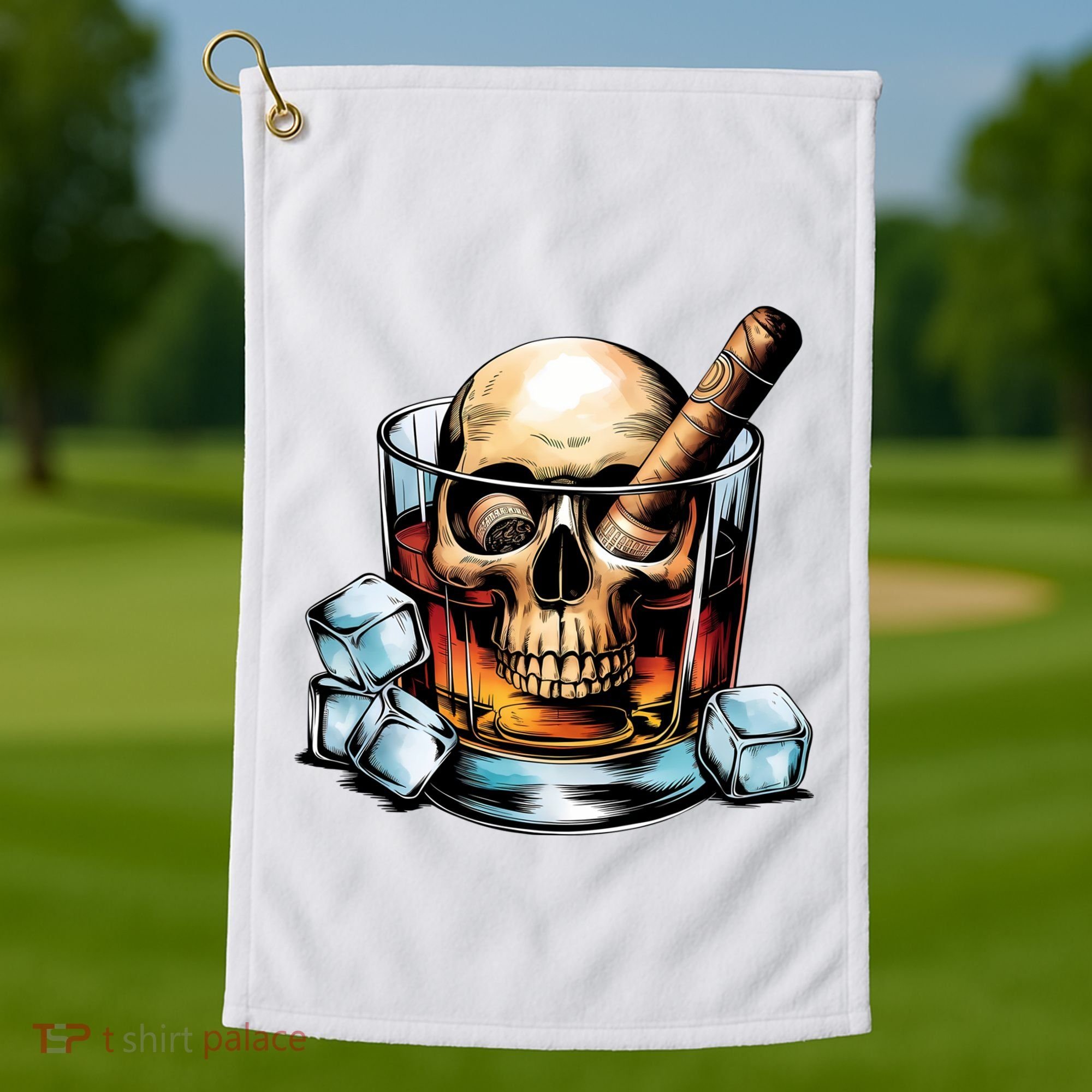 I’Ll Be In The Backyard Bourbon Whiskey Stogie Bourbon Lovers Sarcastic Golf Towel