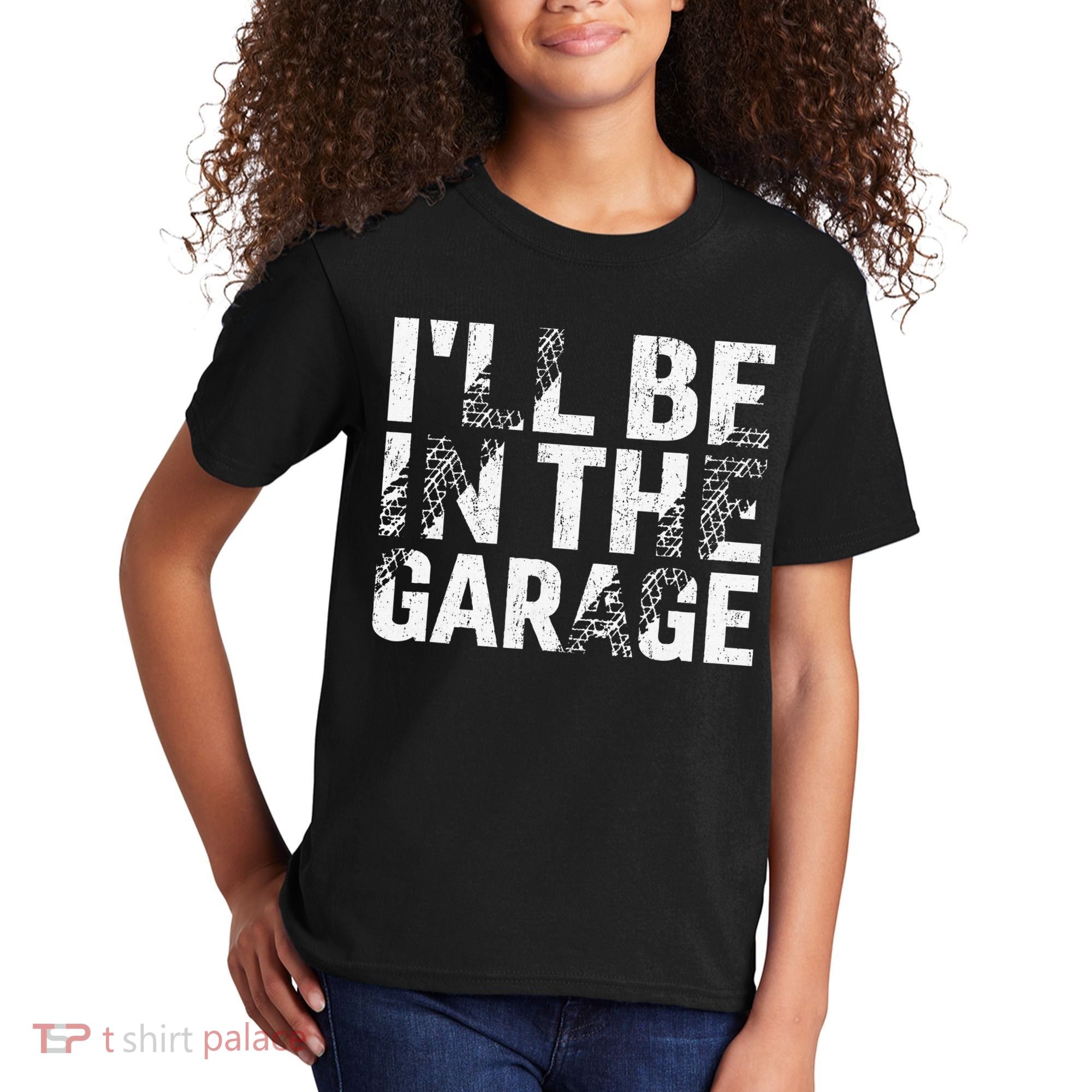 ILl Be In The Garage Dad Car Mechanic Garage Fathers Day Kids T-Shirt