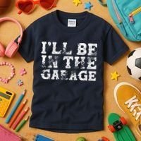 ILl Be In The Garage Auto Mechanic Project Car Builder Kids T-Shirt thumb 3