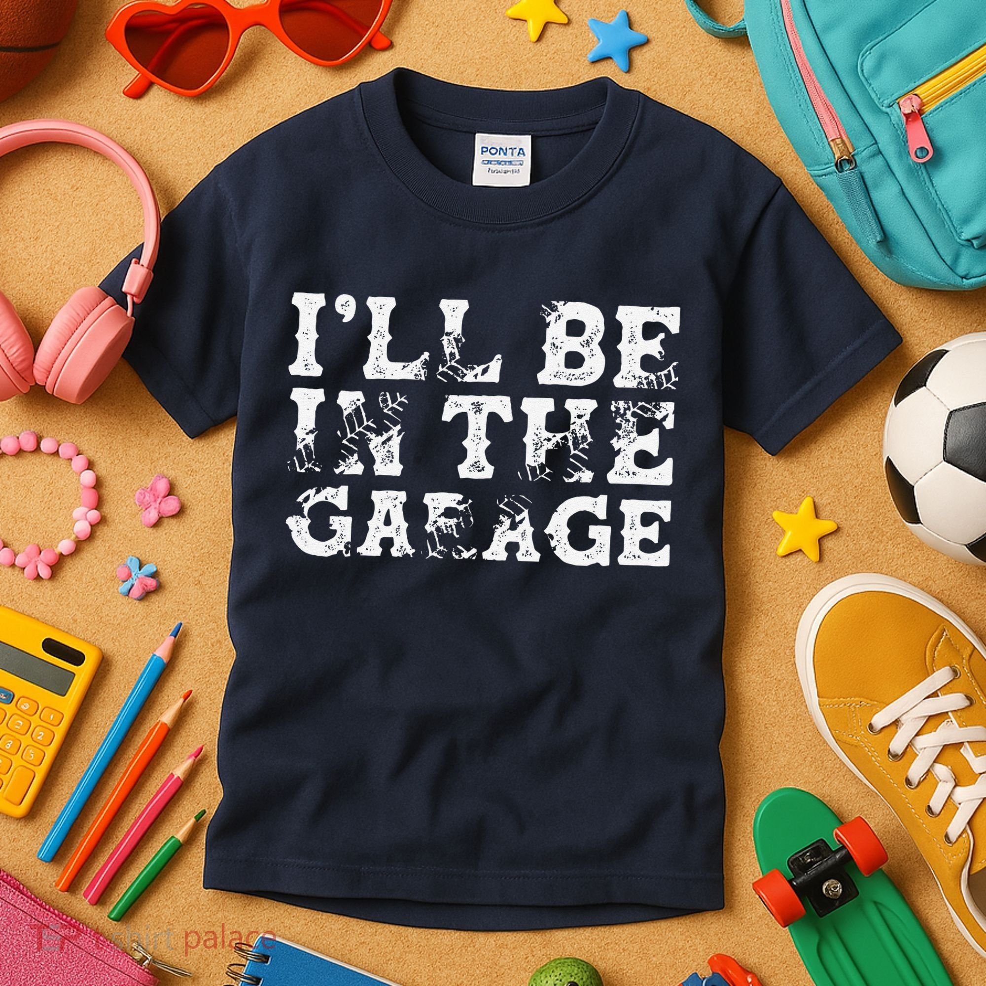 ILl Be In The Garage Auto Mechanic Project Car Builder Kids T-Shirt