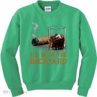 ILl Be In The Backyard Funny Cigar And Bourbon Lovers Kids Sweatshirt thumb 0