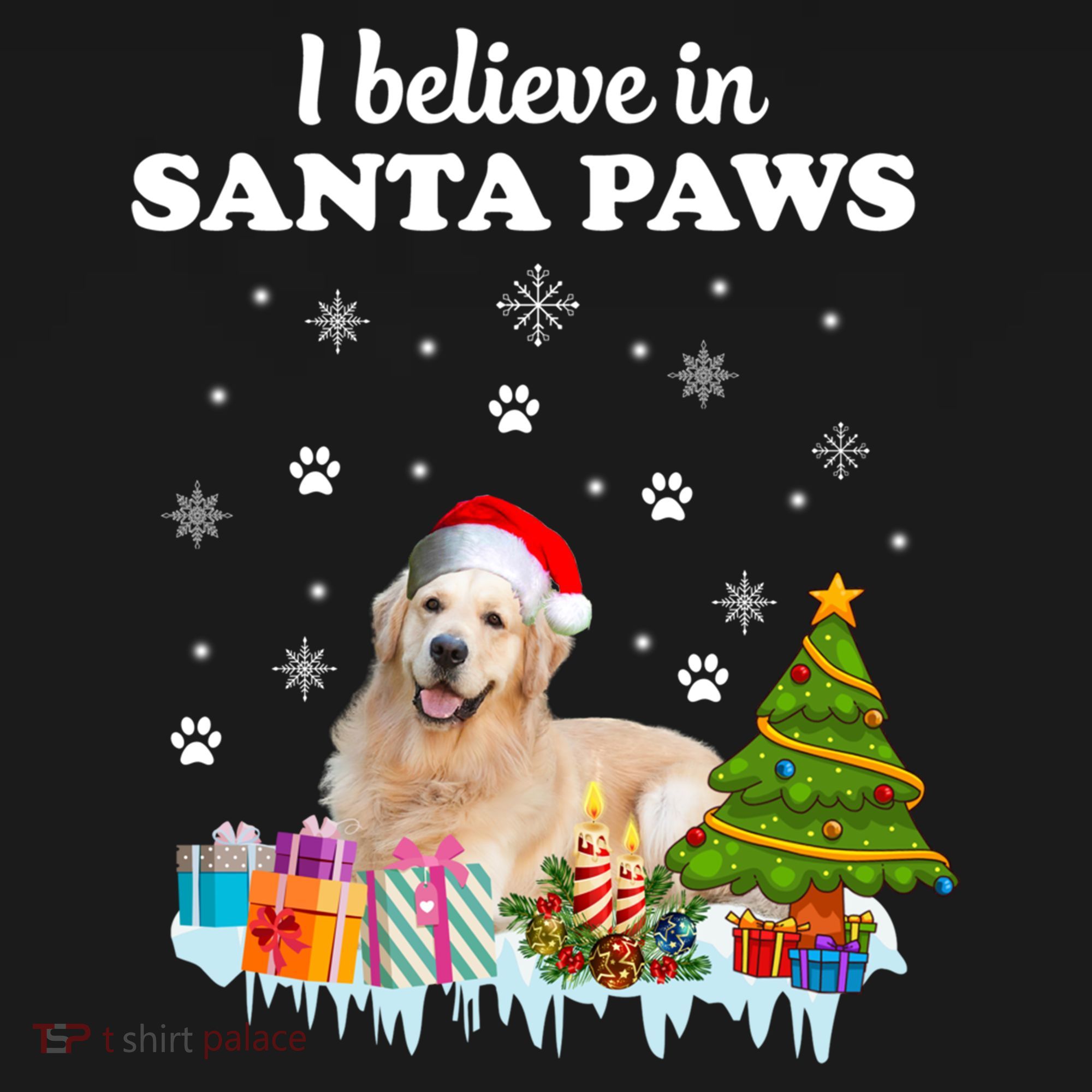 I Believe In Santa Paw Funny Golden Retriever Cute Christmas Gift Women's Hoodie