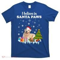 I Believe In Santa Paw Funny Golden Retriever Cute Christmas Gift T-Shirt thumb 0