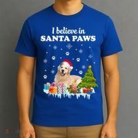 I Believe In Santa Paw Funny Golden Retriever Cute Christmas Gift T-Shirt thumb 3