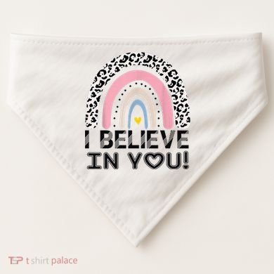 I Believe In You Cheetah Rainbow Cute Gift USA-Made Doggie Bandana