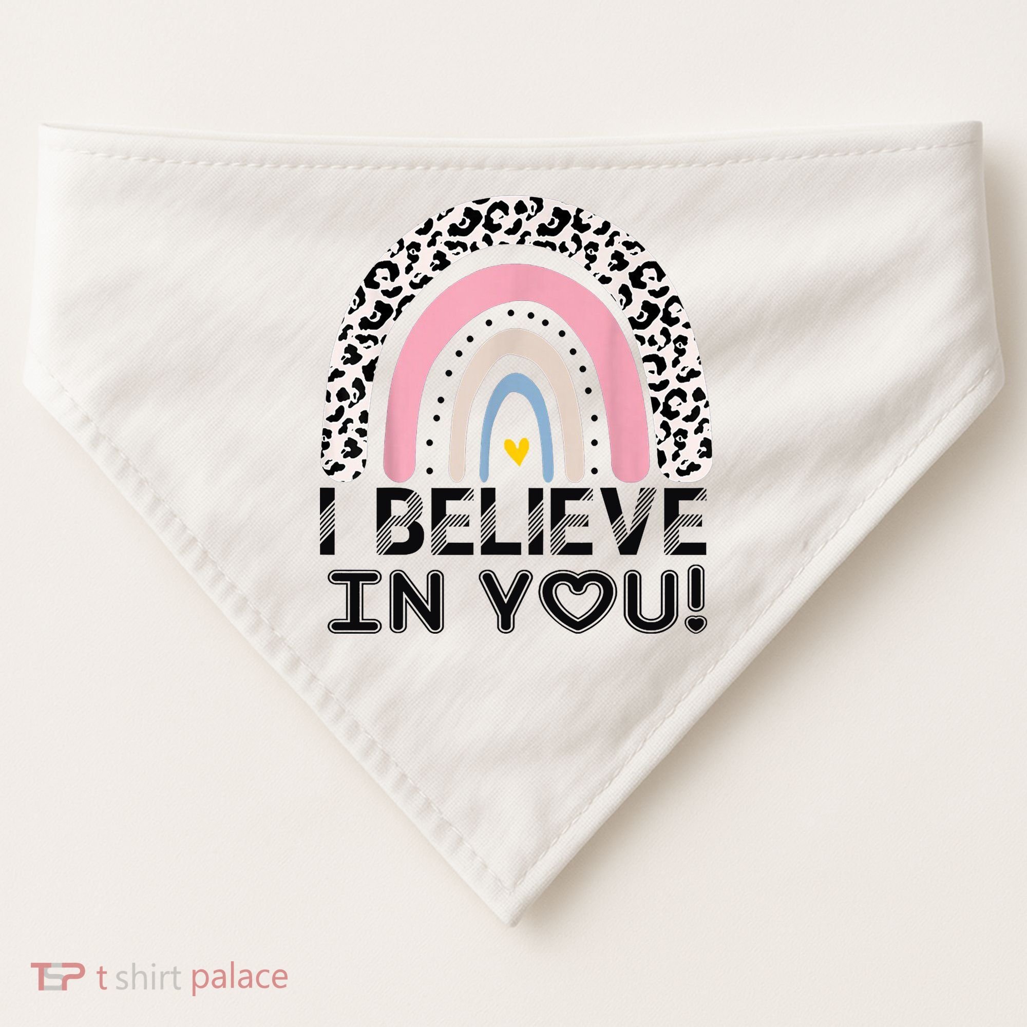 I Believe In You Cheetah Rainbow Cute Gift USA-Made Doggie Bandana