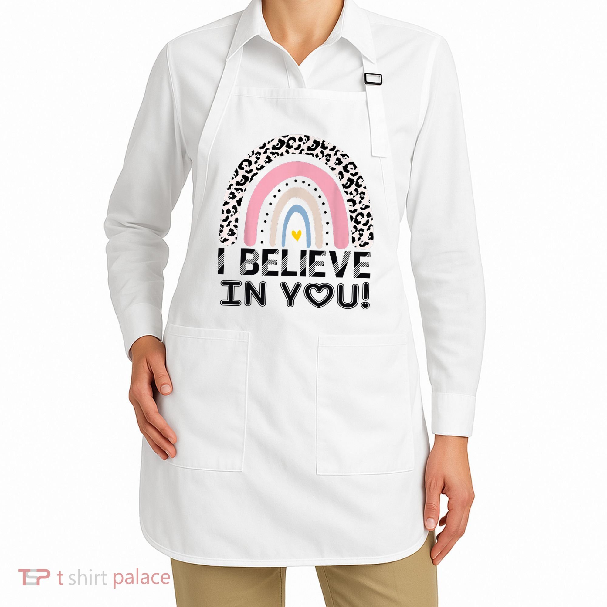 I Believe In You Cheetah Rainbow Cute Gift Apron