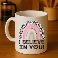 I Believe In You Cheetah Rainbow Cute Gift Coffee Mug thumb 4