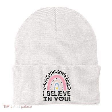 I Believe In You Cheetah Rainbow Cute Gift Beanie