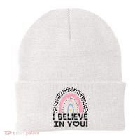 I Believe In You Cheetah Rainbow Cute Gift Beanie thumb 0