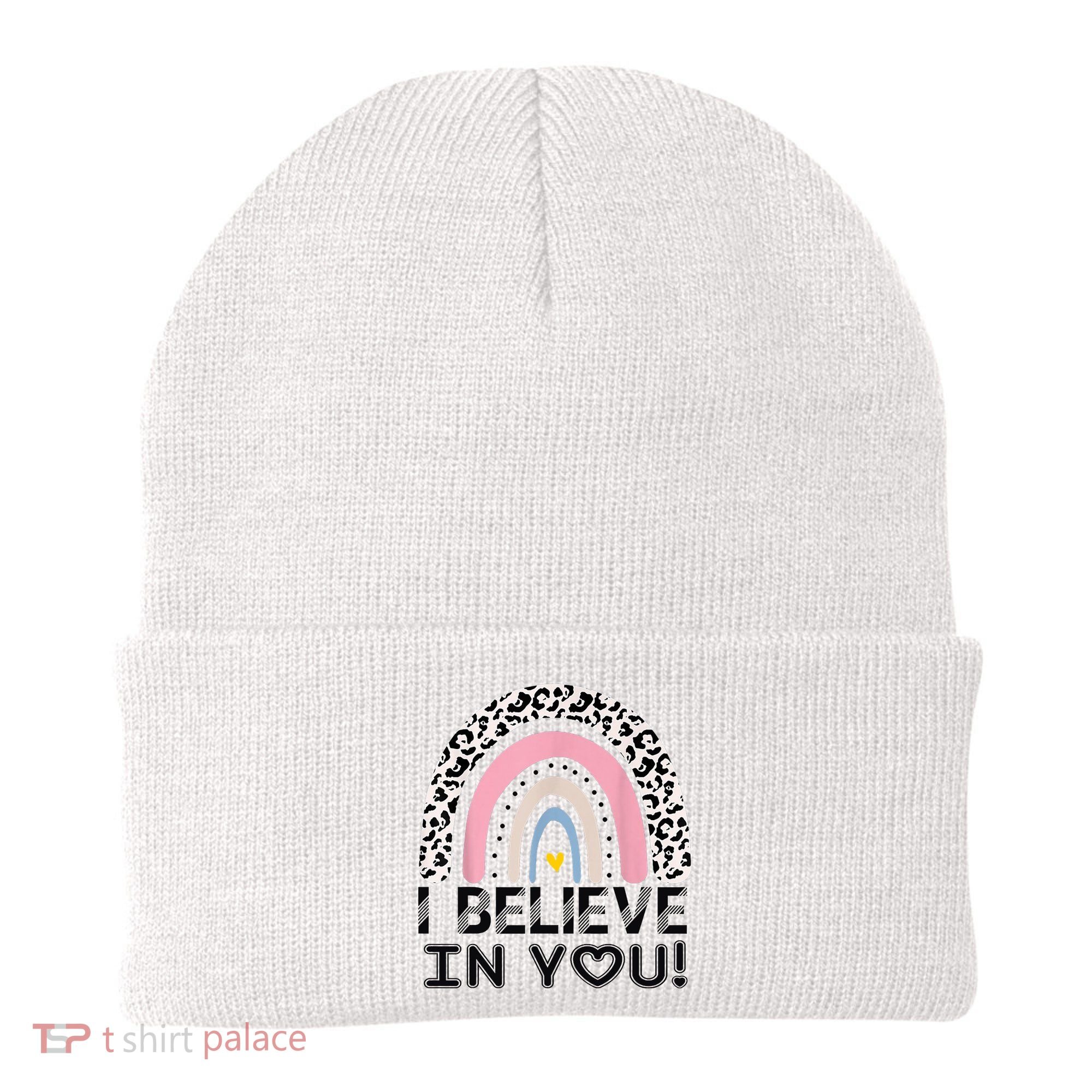 I Believe In You Cheetah Rainbow Cute Gift Beanie
