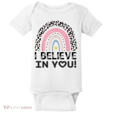 I Believe In You Cheetah Rainbow Cute Gift Baby Bodysuit