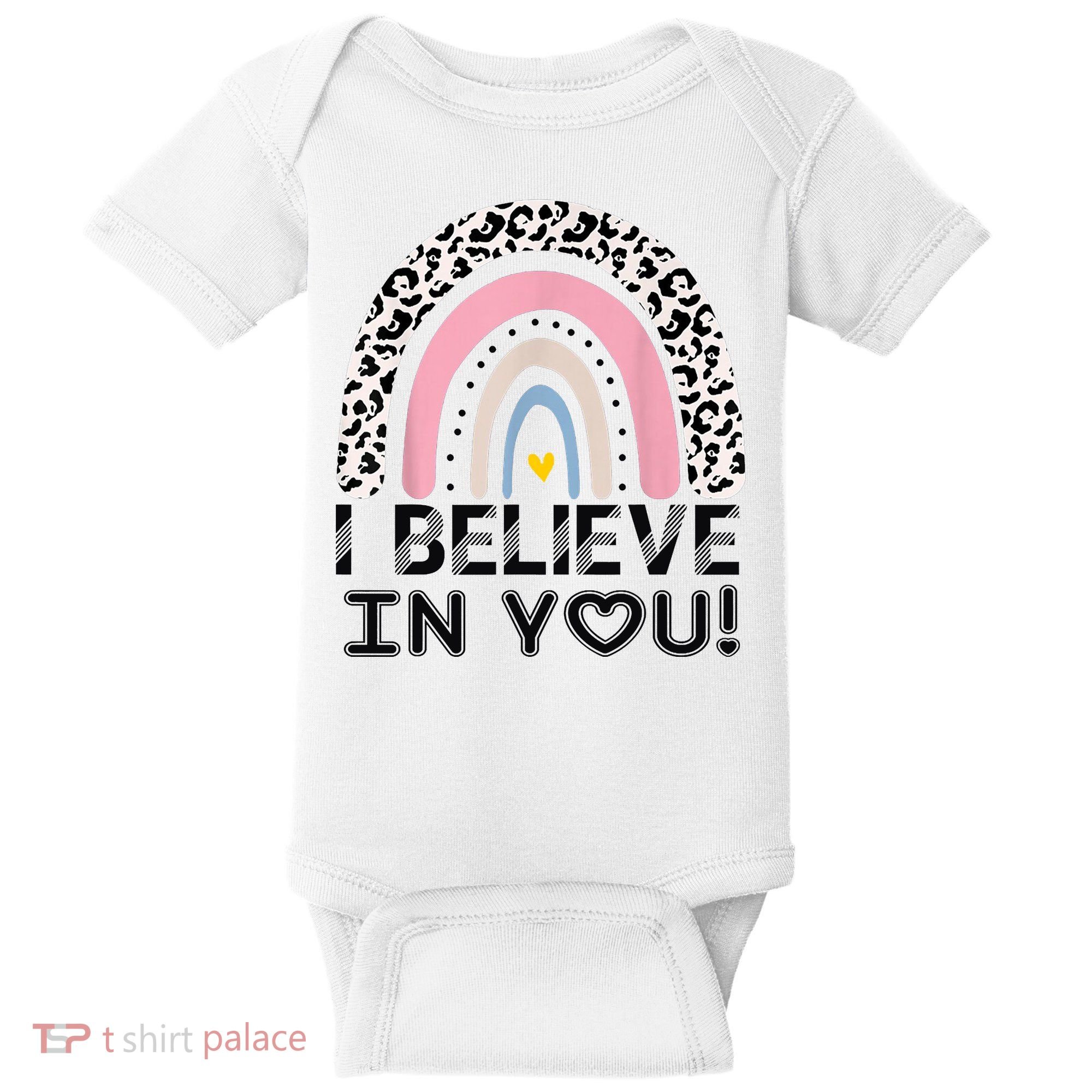 I Believe In You Cheetah Rainbow Cute Gift Baby Bodysuit