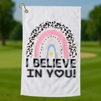 I Believe In You Cheetah Rainbow Cute Gift Golf Towel thumb 1