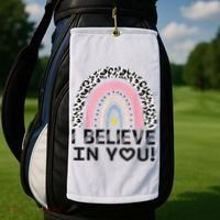 I Believe In You Cheetah Rainbow Cute Gift Golf Towel thumb 2