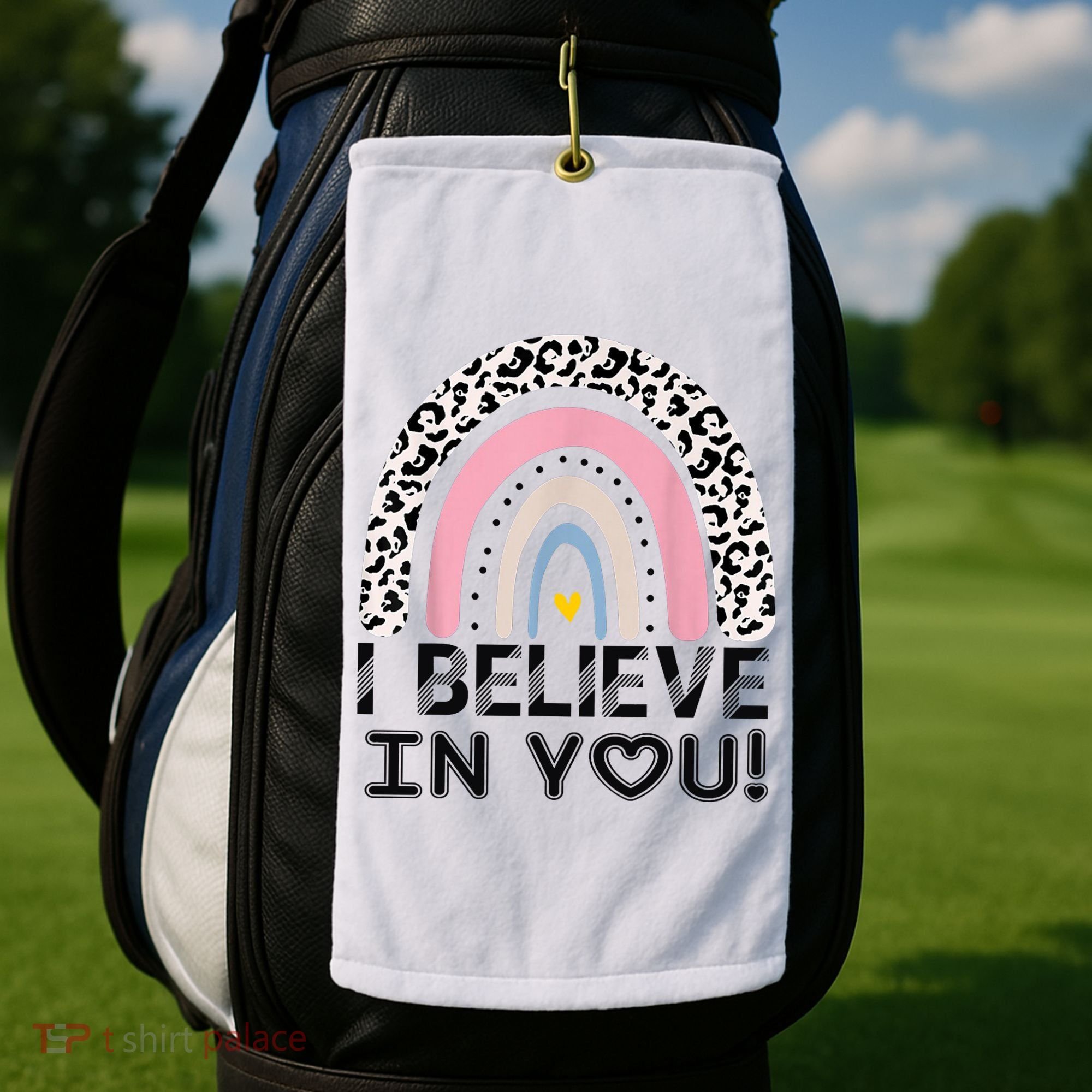 I Believe In You Cheetah Rainbow Cute Gift Golf Towel