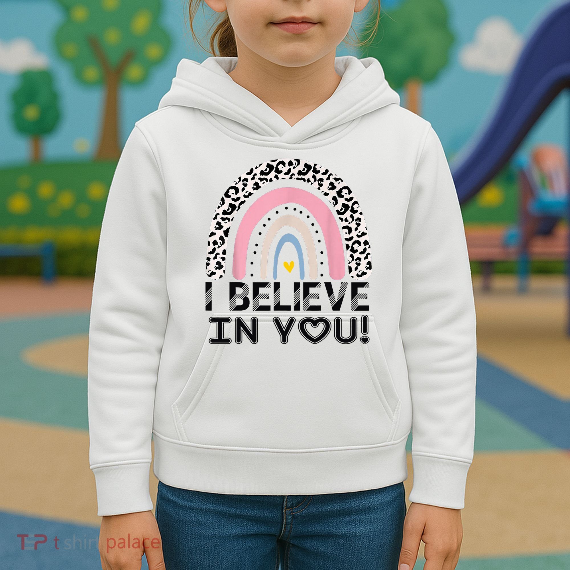 I Believe In You Cheetah Rainbow Cute Gift Kids Hoodie