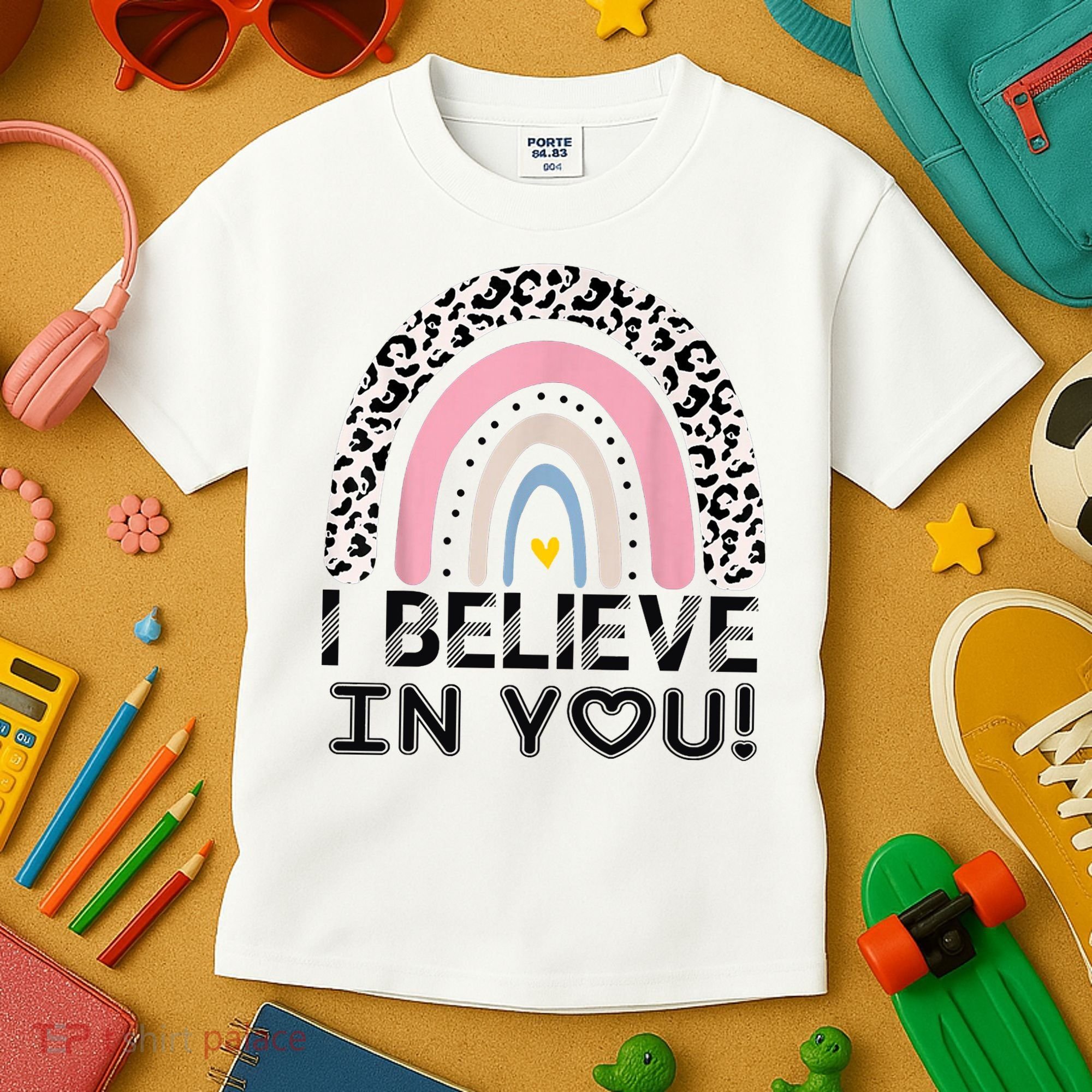 I Believe In You Cheetah Rainbow Cute Gift Kids T-Shirt
